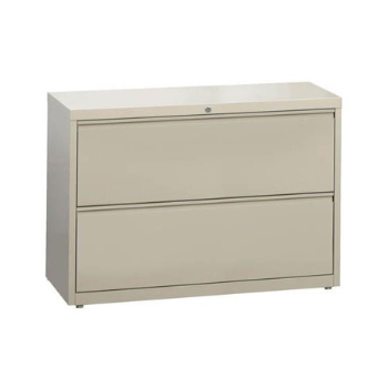 two drawer tan file cabinet